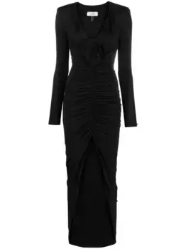 Платье макси с цветочной аппликацией и сборками NISSA, черный