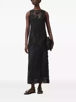 Платье макси с цветочной вышивкой Rye AllSaints, черный