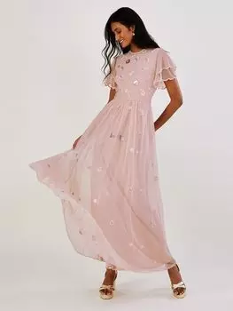 Платье макси с цветочным декором Monsoon Catherine, румяный