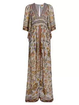Платье макси с цветочным гобеленом Farm Rio, цвет silver