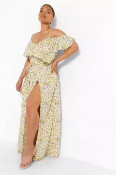 Платье макси с цветочным платьем plus Boohoo, желтый