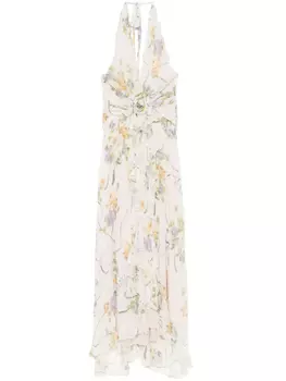 Платье макси с цветочным принтом Blumarine, белый