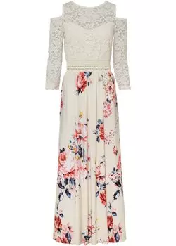 Платье макси с цветочным принтом Bodyflirt Boutique, бежевый