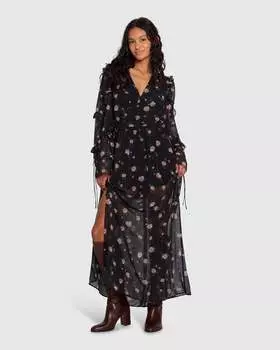 Платье макси с цветочным принтом Come As You Are Belle&Bloom, черный