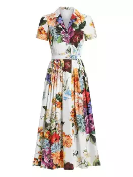Платье макси с цветочным принтом DOLCE & GABBANA, белый