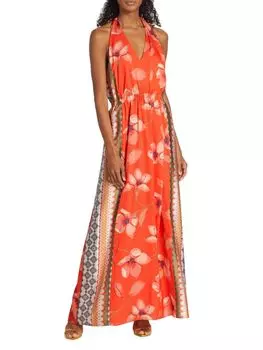 Платье макси с цветочным принтом Elise Ramy Brook, цвет Guava Multi
