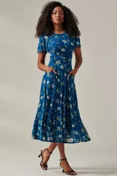 Платье макси с цветочным принтом Harlie Jolie Moi, синий