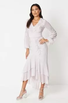 Платье макси с цветочным принтом и ручной отделкой Coast, фиолетовый