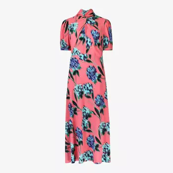 Платье макси с цветочным принтом и воротником-стойкой Ro&Zo, розовый