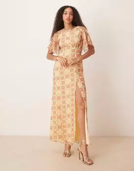 Платье макси с цветочным принтом и открытой спиной Anaya в разноцветном цвете