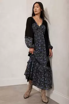 Платье макси с цветочным принтом Mint Velvet, синий