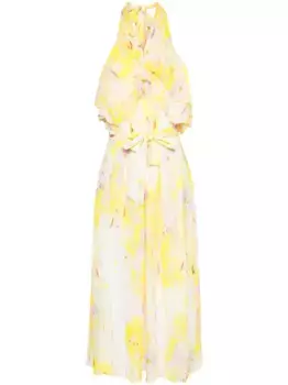 Платье макси с цветочным принтом MSGM, желтый