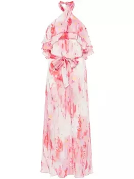 Платье макси с цветочным принтом MSGM, розовый