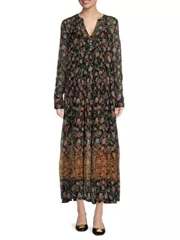 Платье макси с цветочным принтом See It Through Free People, цвет Black Combo