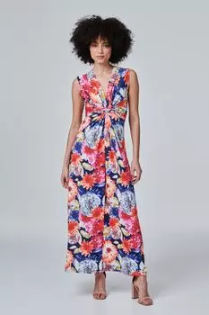 Платье макси с цветочным узлом спереди Izabel London, оранжевый