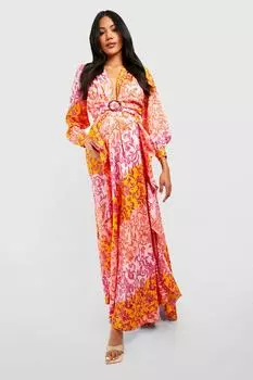 Платье макси с цветочным вырезом для беременных Boohoo, розовый