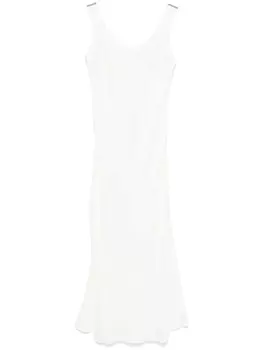 Платье макси с декором Monili Brunello Cucinelli, нейтральный