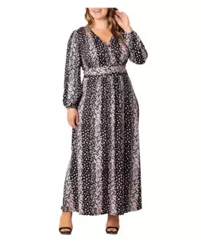 Платье макси с длинным рукавом Kelsey больших размеров Kiyonna, мультиколор