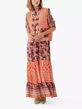 Платье макси с длинным рукавом в девичестве Lollys Laundry, красный/разноцветный