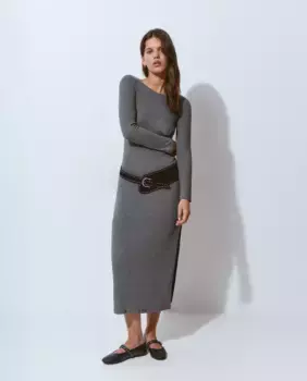 Платье макси с длинными рукавами Brownie, темно-серый