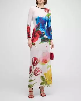 Платье макси с длинными рукавами Delora Le Parisien Alice + Olivia, цвет Le Parisien