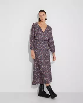 Платье макси с длинными рукавами и цветочным принтом Nalle, разноцветные