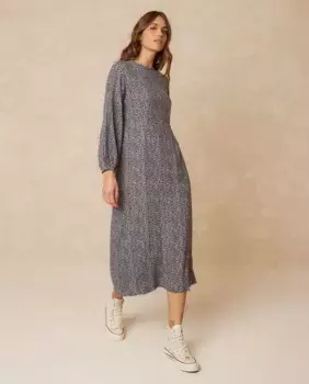 Платье макси с длинными рукавами и круглым вырезом Indi & Cold, темно-синий