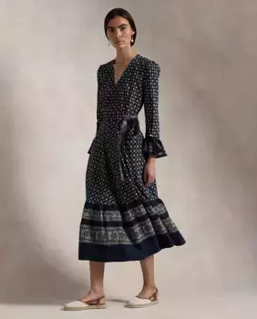 Платье макси с длинными рукавами и принтом Polo Ralph Lauren, мультиколор