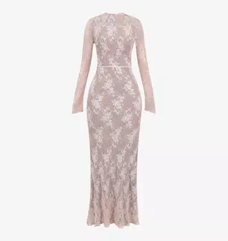 Платье макси с длинными рукавами и кружевом Isoline House Of Cb, цвет peach