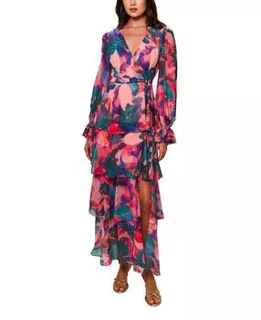 Платье макси с длинными рукавами и запахом Bardot Hutch, розовый