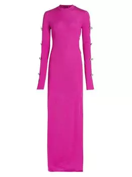 Платье макси с длинными рукавами MACH & MACH, фуксия