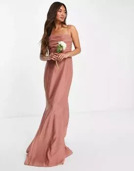 Платье макси с драпировкой и корсетом ASOS Bridesmaid