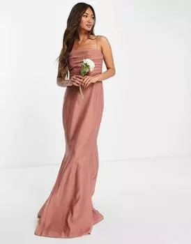 Платье макси с драпировкой и корсетом ASOS DESIGN Bridesmaid
