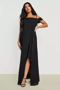 Платье макси с драпировкой на плечах для материнов Boohoo, черный