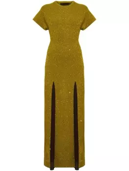 Платье макси с фактурными пайетками Proenza Schouler, желтый