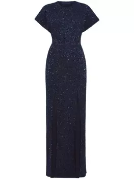 Платье макси с фактурными пайетками Proenza Schouler, синее