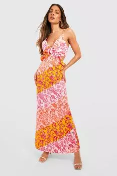 Платье макси с фарфоровыми бретелями и оборками boohoo, оранжевый
