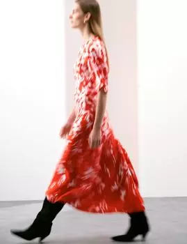 Платье-макси с геометрическим узором Cupro Rich Autograph, красный