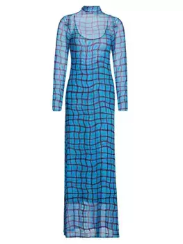 Платье макси с геометрическим узором Zesty Simon Miller, синий