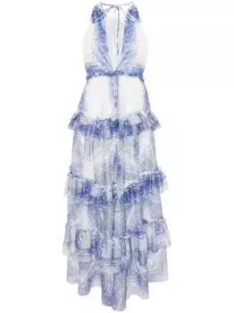 Платье макси с геометричным принтом Philosophy Di Lorenzo Serafini, синий