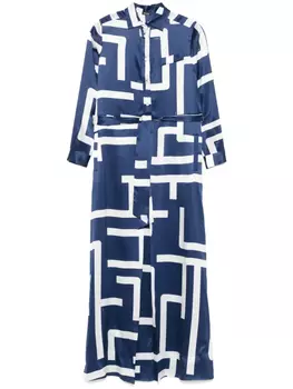 Платье макси с геометричным узором Kiton, синий