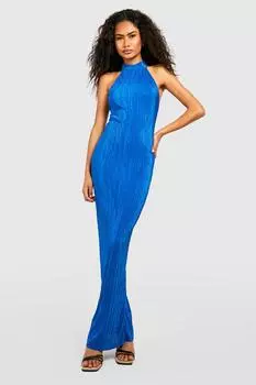 Платье макси с халтером Boohoo, кобальтовый
