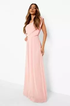 Платье макси с хомутом и драпировкой boohoo, розовый