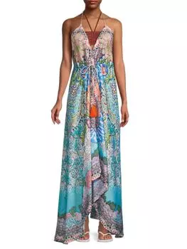 Платье макси с кисточками и цветочным принтом Ranee'S, синий