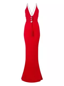 Платье макси с кисточками Roberto Cavalli, красный