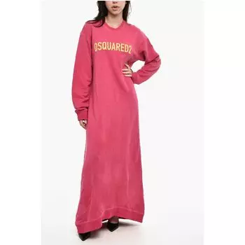 Платье-макси с контрастным логотипом Dsquared2, мультиколор
