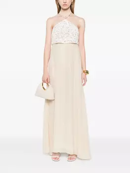Платье макси с контрастными вставками Peserico, нейтральный