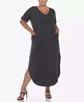 Платье макси с короткими рукавами и v-образным вырезом больших размеров White Mark