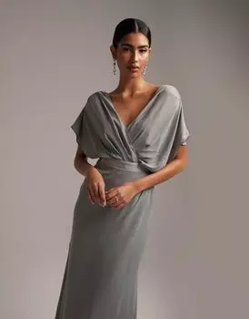 Платье макси с короткими рукавами и пуговицами на спине ASOS Bridesmaid