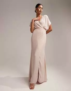 Платье макси с короткими рукавами и пуговицами на спине ASOS DESIGN Bridesmaid